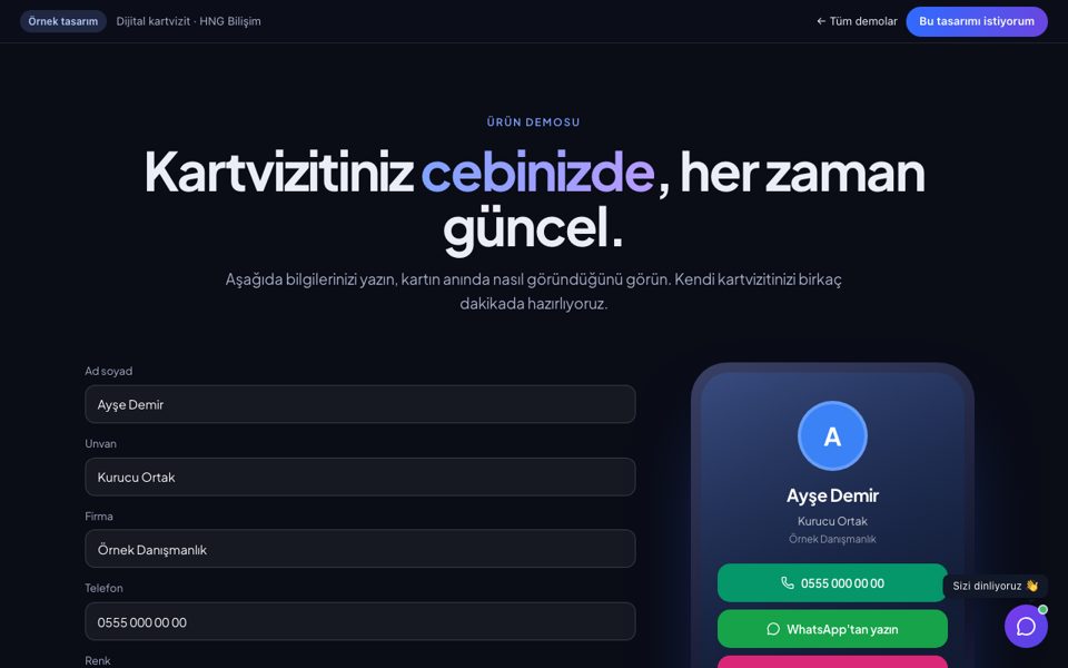Dijital kartvizit demosu