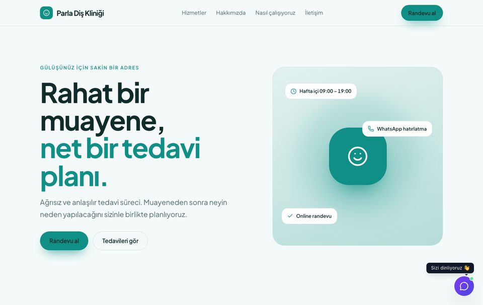 Diş kliniği web sitesi örneği