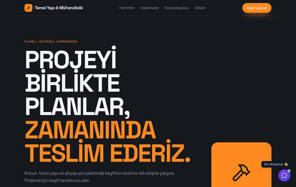 İnşaat ve mühendislik web sitesi örneği