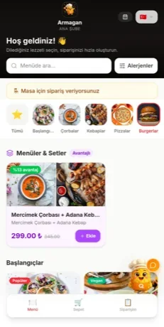 Qrokan müşteri menüsü
